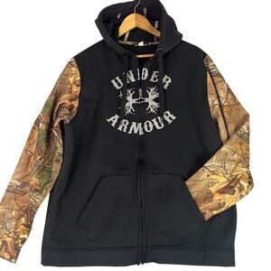 Under Armour Realtree Camoflauge Hoodie Mens XL Hunting Full Zip Brown Black